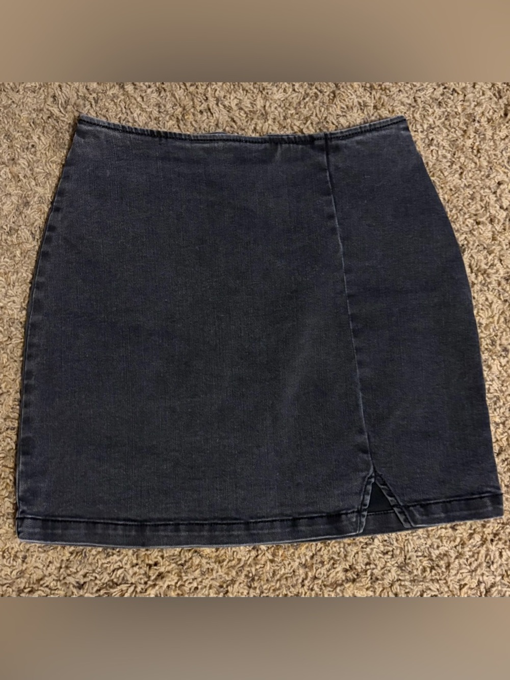 Wild Fable Black Denim Mini Skirt with Front Split